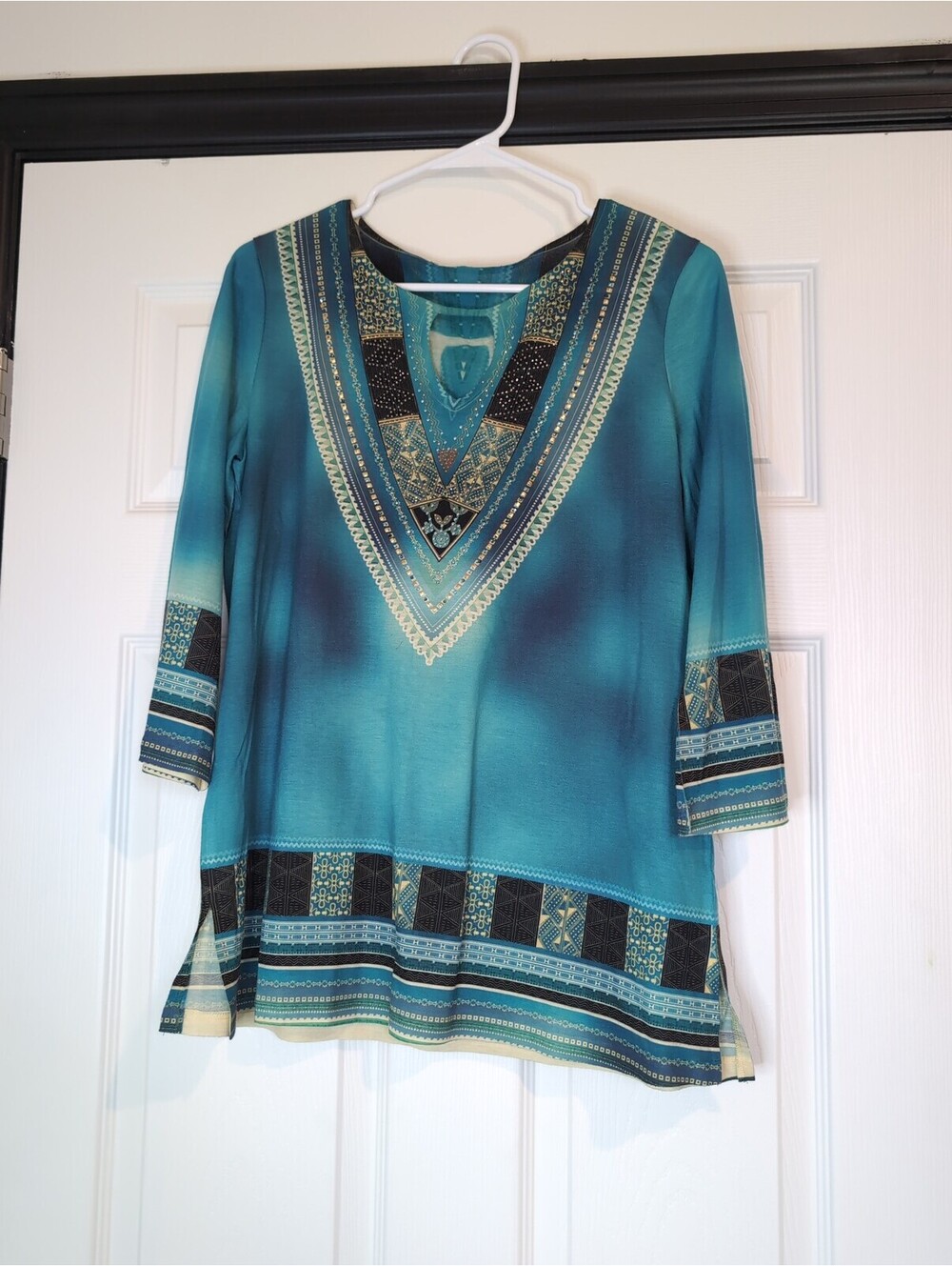 Medium bright blue rhinestone top